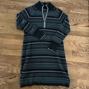Knit sweater dress with 1/4 zip neck